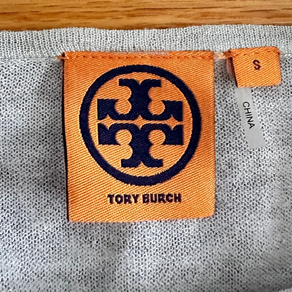 Tory Burch Grey and Silver Striped Long Sleeve (S)